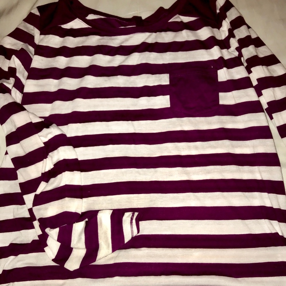 Purple striped white long sleeve